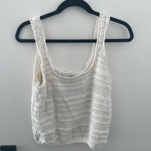 ABERCROMBIE WHITE CROCHET TANK SZ L